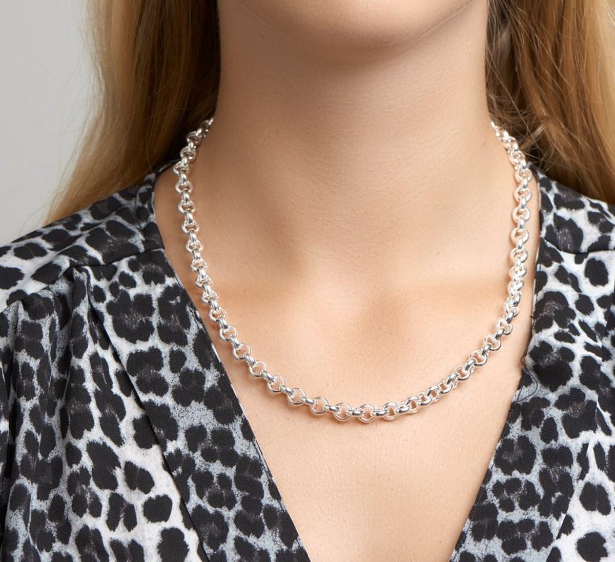 Zilveren Collier Jasseron 7 mm Met Groot Springslot 1004566