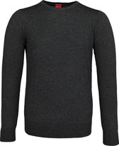 OLYMP Level 5 body fit trui wol met zijde - O-hals - antraciet grijs - Maat: S