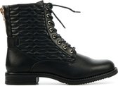 Lina Locchi Veterboots Dames / Laarzen / Damesschoenen - Leer - L1037 - Zwart - Maat 38