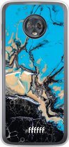 Motorola Moto G6 Hoesje Transparant TPU Case - Blue meets Dark Marble #ffffff