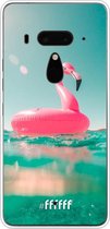 HTC U12+ Hoesje Transparant TPU Case - Flamingo Floaty #ffffff