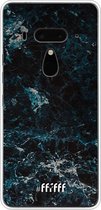 HTC U12+ Hoesje Transparant TPU Case - Dark Blue Marble #ffffff