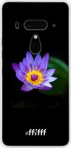 HTC U12+ Hoesje Transparant TPU Case - Purple flower in the dark #ffffff