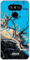 LG G6 Hoesje Transparant TPU Case - Blue meets Dark Marble #ffffff