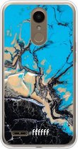 LG K10 (2018) Hoesje Transparant TPU Case - Blue meets Dark Marble #ffffff