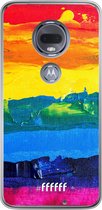 Motorola Moto G7 Hoesje Transparant TPU Case - Rainbow Canvas #ffffff