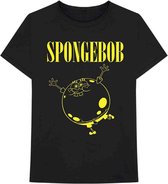 Spongebob Squarepants Heren Tshirt -L- Inflated Sponge Zwart