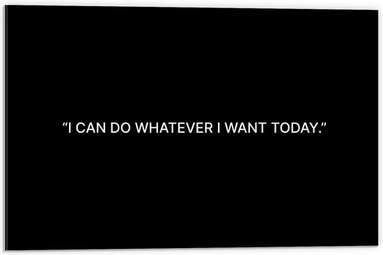 Dibond - Tekst: ''I Can Do Whatever I Want Today - 60x40cm Foto op Aluminium (Met Ophangsysteem)