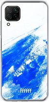 Huawei P40 Lite Hoesje Transparant TPU Case - Blue Brush Stroke #ffffff