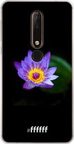 Nokia X6 (2018) Hoesje Transparant TPU Case - Purple Flower in the Dark #ffffff