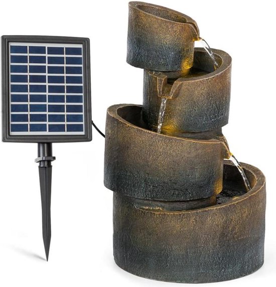 Blumfeldt Mantua cascade fontein op zonne-energie tuinfontein sierfontein,op zonne-energie,4 cascade niveaus,binnen & buiten,zonnepaneel: 9 V / 2,8 W / 17,5 x 14 cm,vorstbestendig