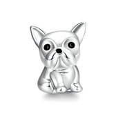 Zilveren bedel Grappige bulldog