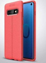 Xssive Leder look TPU Cover voor Samsung Galaxy S10 Plus  - Rood