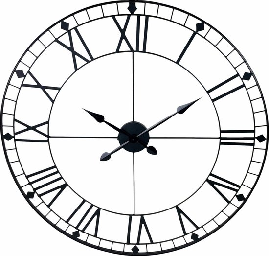 Soms soms begrijpen les Zwarte klok met Romeinse cijfers 88 cm | bol.com