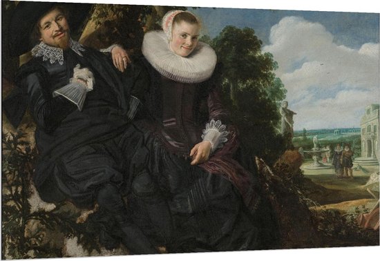 Dibond - Oude Meesters - Portret van een stel, Frans Hals, ca. 1622 - 150x100cm Foto op Aluminium (Wanddecoratie van metaal)