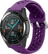 Siliconen Smartwatch bandje - Geschikt voor  Huawei Watch GT siliconen bandje met gaatjes - paars - 46mm - Horlogeband / Polsband / Armband