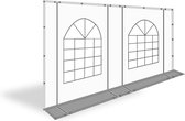 Veranda zeil van PVC met ramen en ritsen | 4 meter | 220cm hoog - Grijs / wit