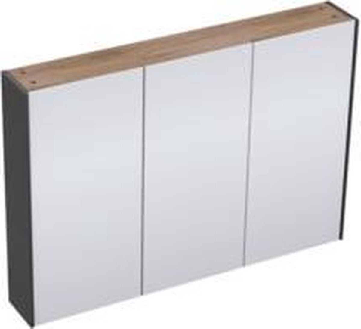 Adema Industrial Spiegelkast 100x70x15cm 3 deuren hout/zwart