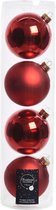 12x stuks Kerst rode glazen kerstballen 10 cm - Mat/matte - Kerstboomversiering kerst rood