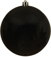 5x Grandes boules de Noël incassables noires de 14 cm - brillant - décoration sapin de Noël noir