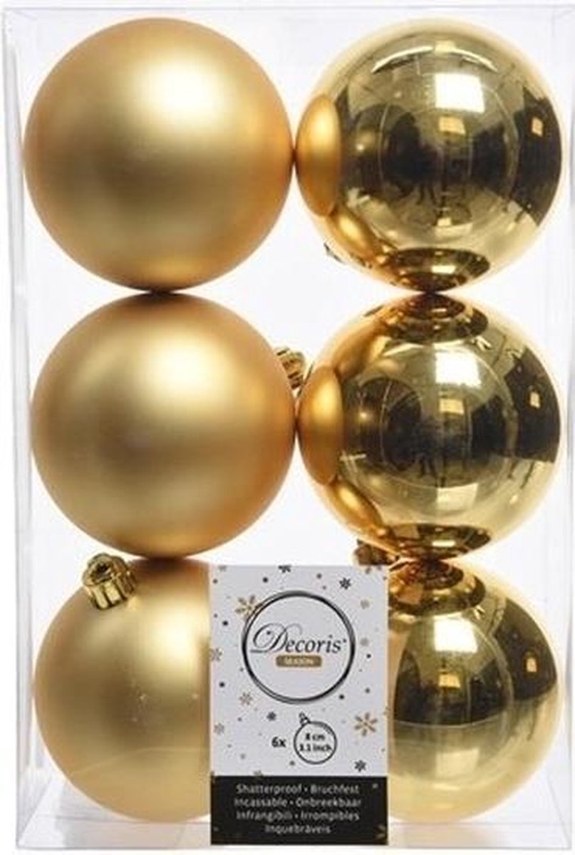 42x Gouden kunststof kerstballen 8 cm - Mat/glans - Onbreekbare plastic kerstballen - Kerstboomversiering goud