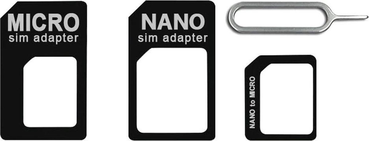 Khocell - Nano Sim Adapter - 3 in 1 - Zwart