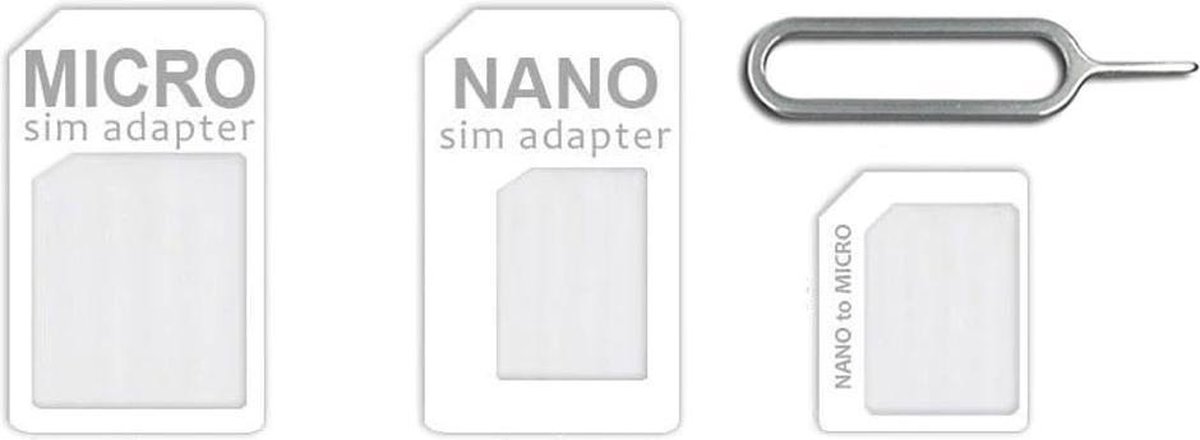 Khocell - Nano Sim Adapter - 3 in 1 - Wit