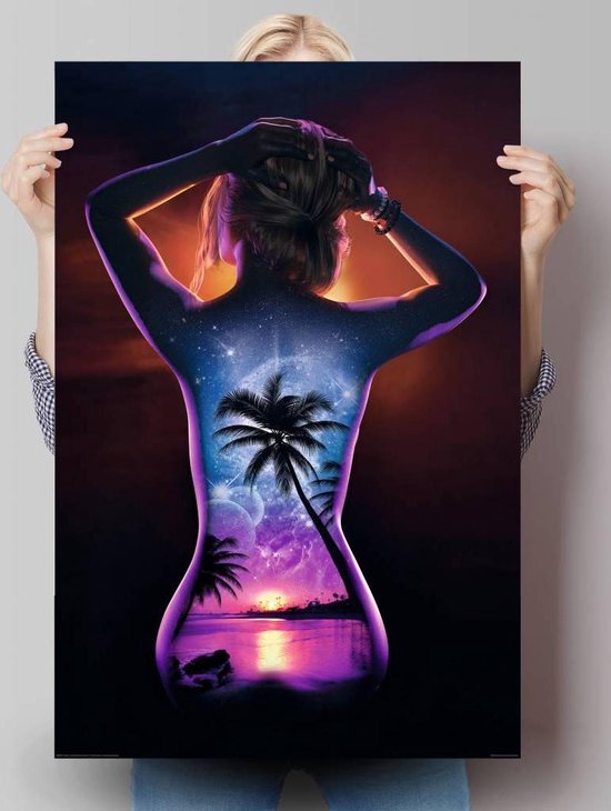 Poster Vrouw - Bodypaint rug 91,5x61 cm