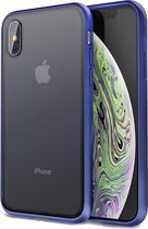 Apple iPhone XS / X Hoesje Transparant Hybride Back Cover Zwart/Blauw