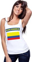 Singlet shirt/ tanktop Colombiaanse vlag wit dames XL