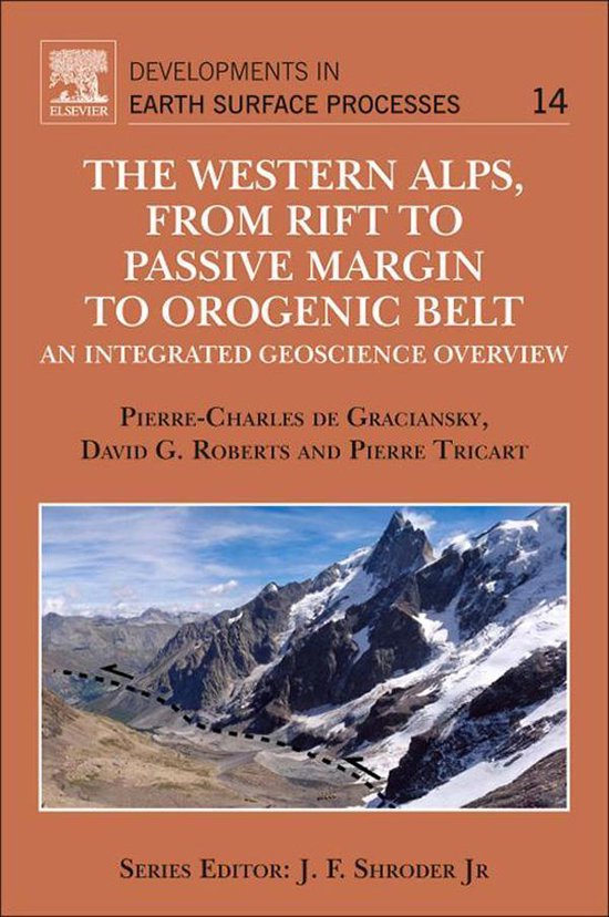 Boekomslag 'The Western Alps, From Rift to Passive Margin to Orogenic Belt' met afbeelding van besneeuwde bergketens.