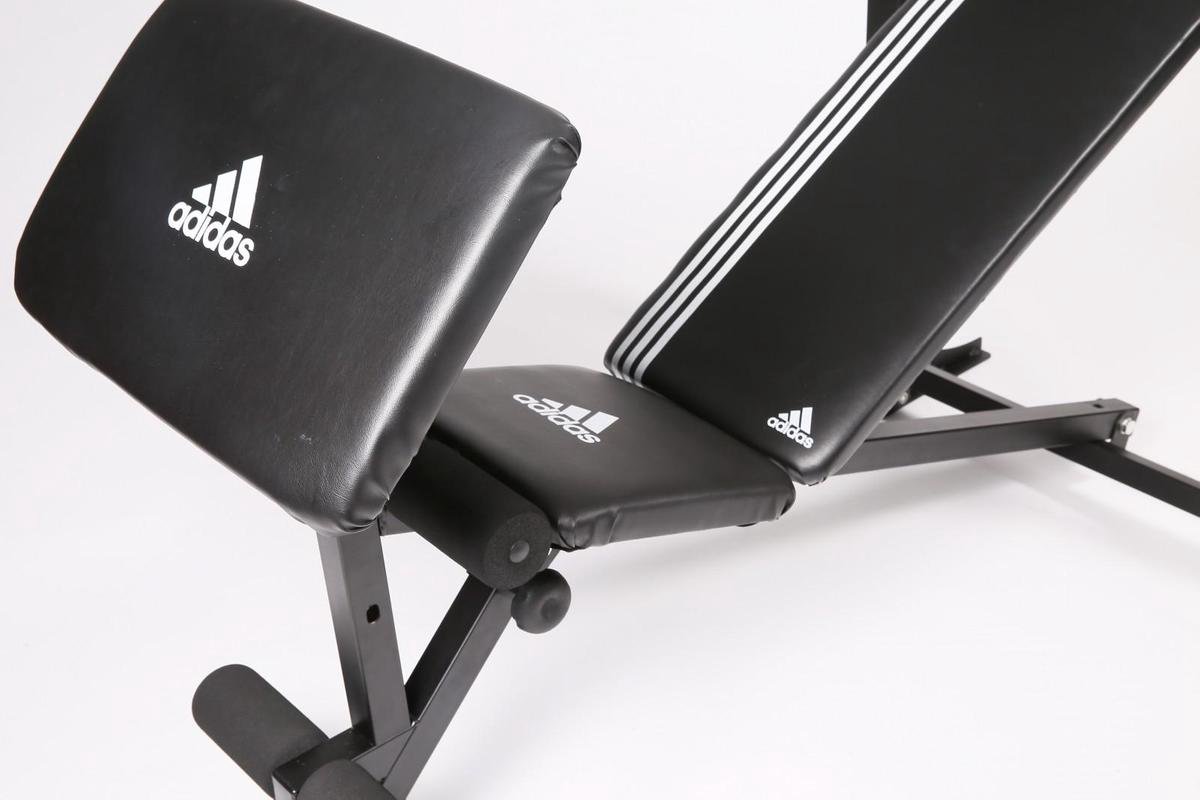 adidas essential strength bench with 45kg weights