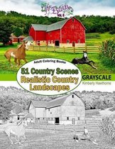 Adult Coloring Books: 51 Country Scenes in Grayscale