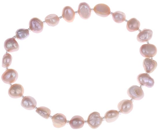 Zoetwater parel armband Seed Bead Pearl Purple - echte parels - roze - elastisch