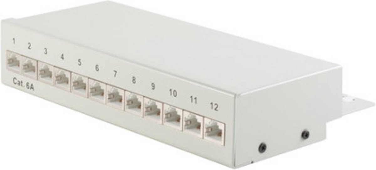CAT6a Gigabit Desktop Patch Panel 1U met 12 poorten - afgeschermd / grijs