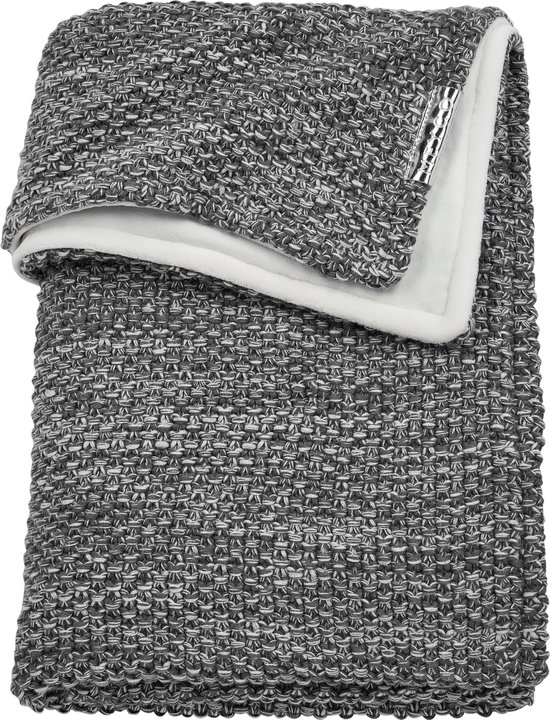 Meyco wiegdeken Relief Mixed met velvet - 75x100 cm - grijs