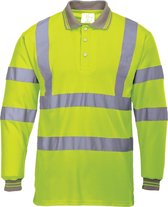 Hi-Vis Poloshirt Geel met lange mouw en reflectie strepen Maat M.