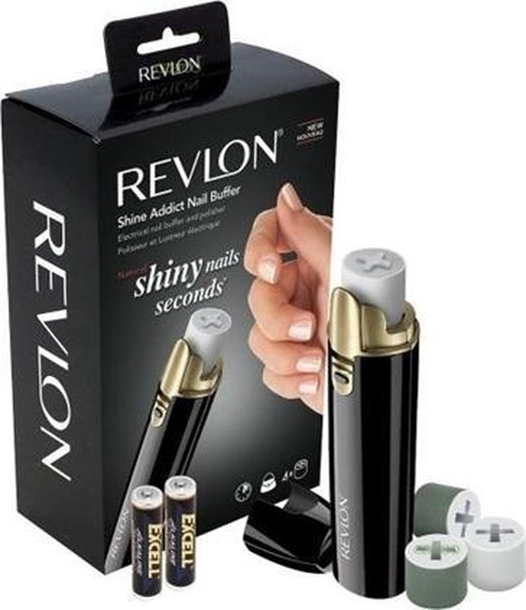 ELEKTRISCHE NAGELVIJL - REVLON + GRATIS verzorgingsproduct nagelriemen - zwart met goud - incl. batterijen - Revlon