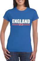 Blauw Engeland supporter t-shirt voor dames - Engelse vlag shirts S