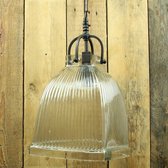 Metalen hanglamp met glazen kap - 35x21 cm