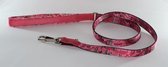 Hondenriem -roze met tekening- L- 2,5 cm x 115 cm