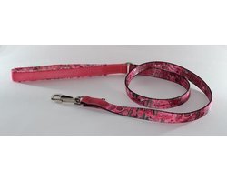 Hondenriem -roze met tekening- L- 2,5 cm x 115 cm
