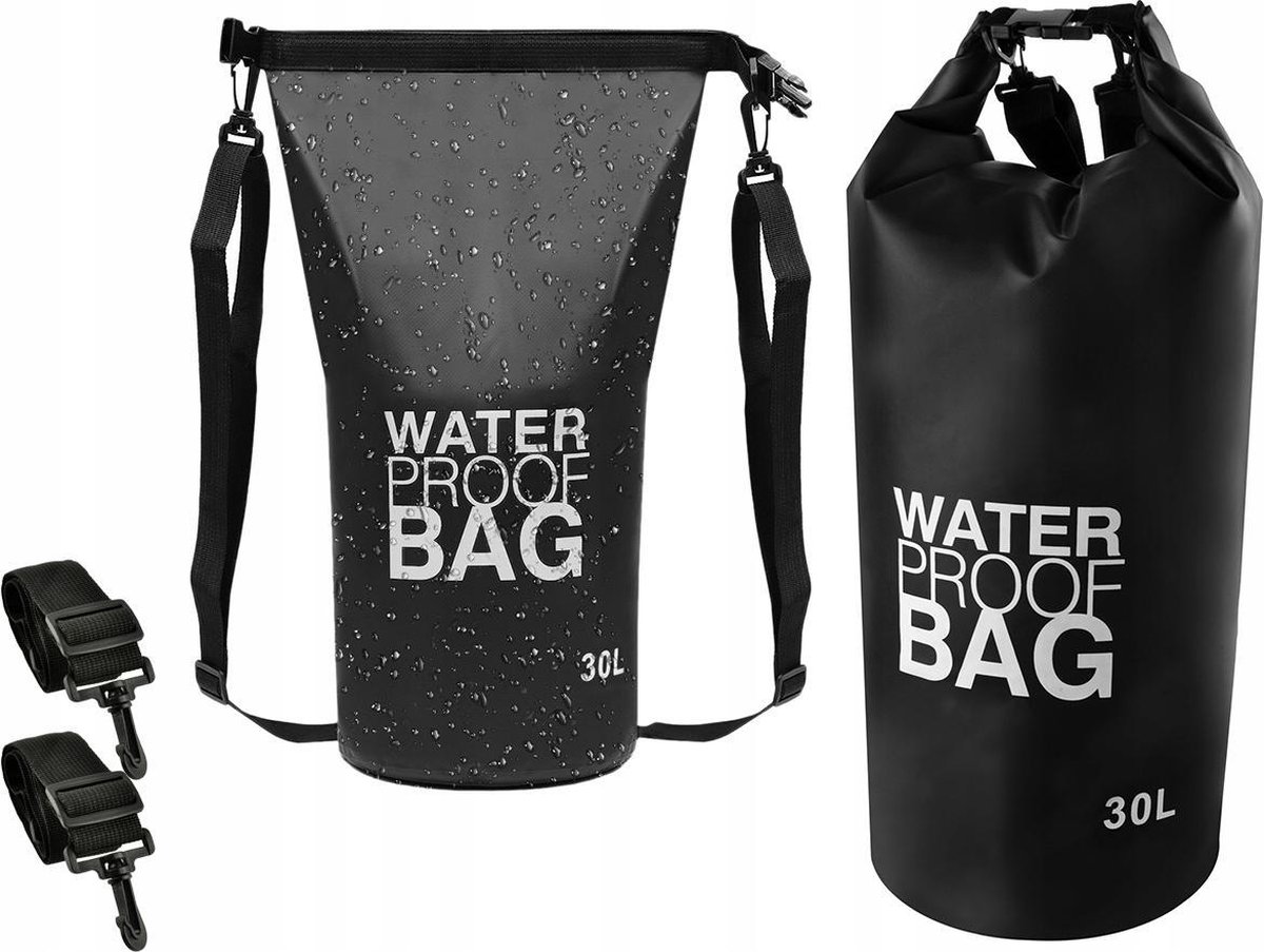 Waterproof Dry Bag Sack - Waterdichte Zak Tas - Reistas Schoudertas Survival Outdoor Rugzak - 30L Zwart