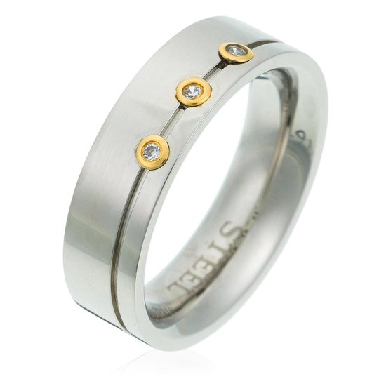 Orphelia RSG-024 - Ring bicolor - Roestvrij staal / Zirkonia - 0.6 cm