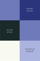 Boek 'Medieval People' van eileen power, uitgegeven door jovian press. Kleuren: paars, blauw, donkergroen en wit.