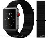 Zachte Nylon Horlogeband - Zwart 38/40 mm - Geschikt voor alle Apple Watch Series