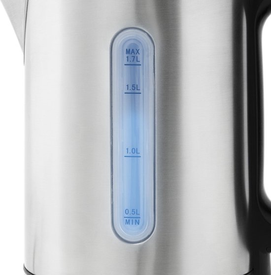 Inventum HW817D - Waterkoker - Inhoud 1,7 liter - Roestvrijstaal - Warmhoudfunctie - Led-verlichting - 2200 watt - RVS/Zwart