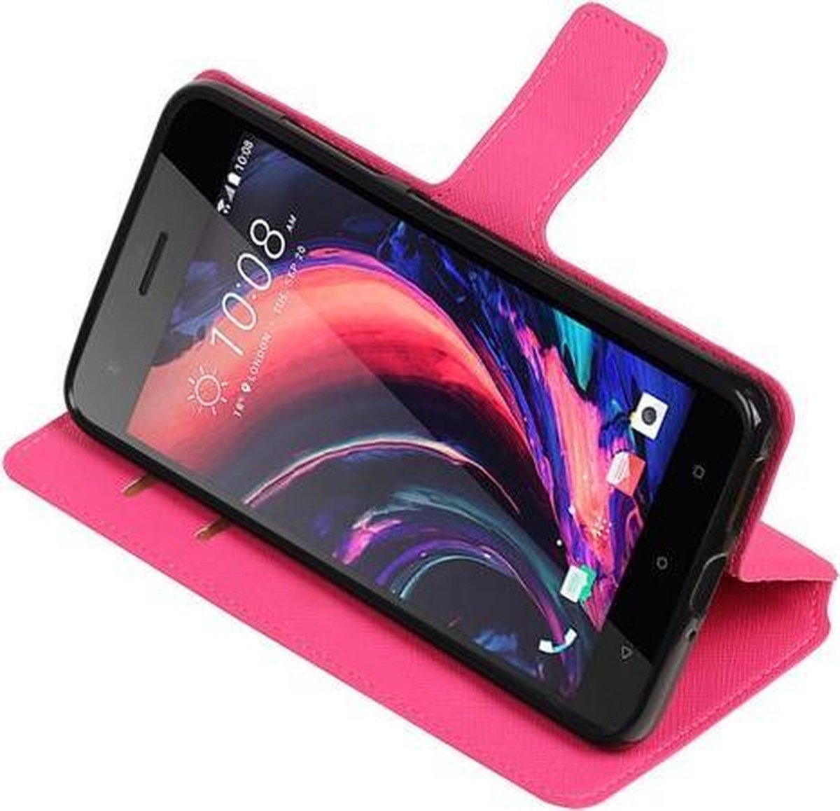 Roze HTC Desire 10 Pro TPU wallet case booktype hoesje HM Book