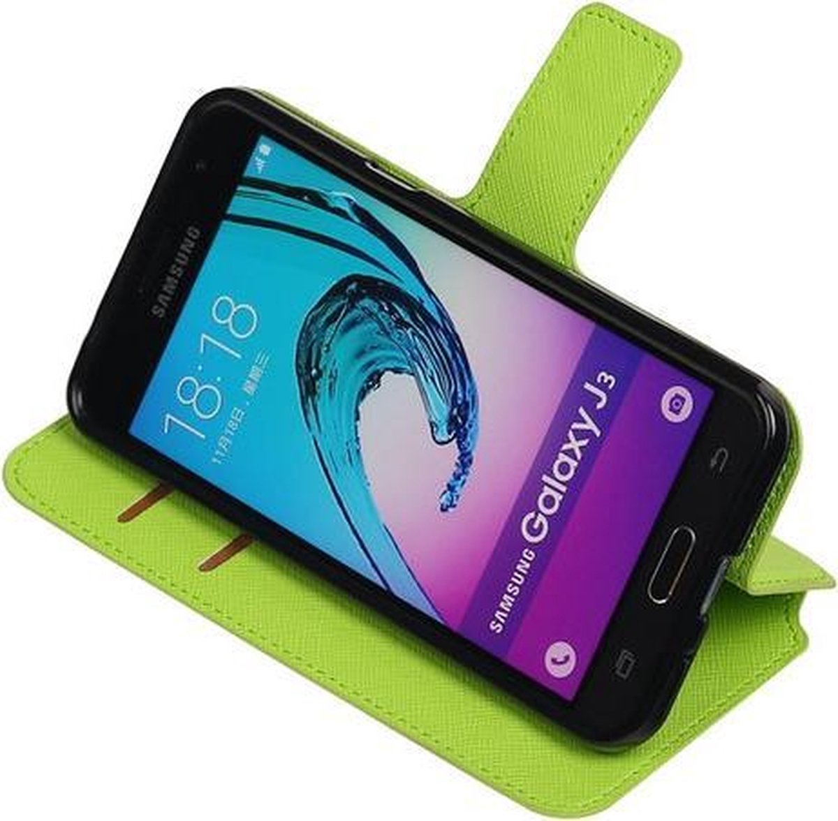 Groen Samsung Galaxy J3 TPU wallet case booktype hoesje HM Book