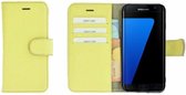 Pearlycase® Samsung Galaxy S7 Edge Hoesje Echt Leder Wallet Bookcase Geel